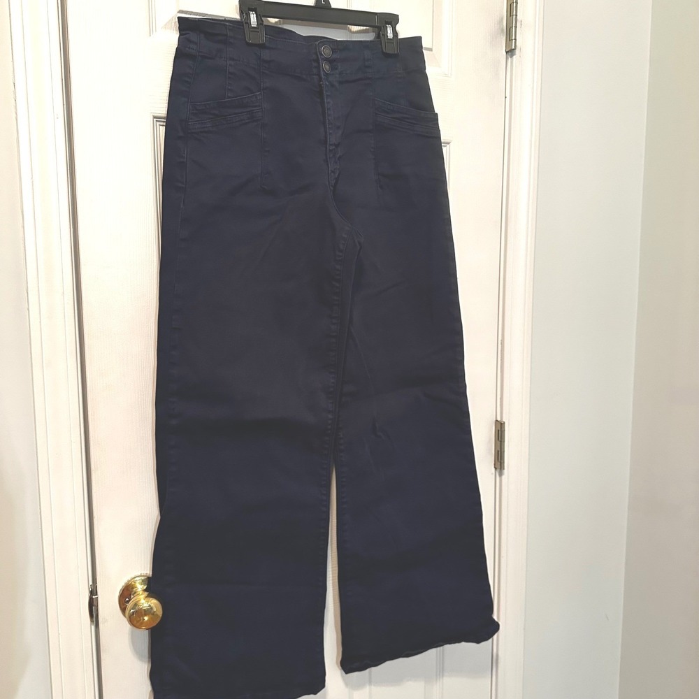 Mica Los Angeles Wide Leg Pants Navy Blue High Rise Trouser Women's 11/30 Work - Picture 2 of 9